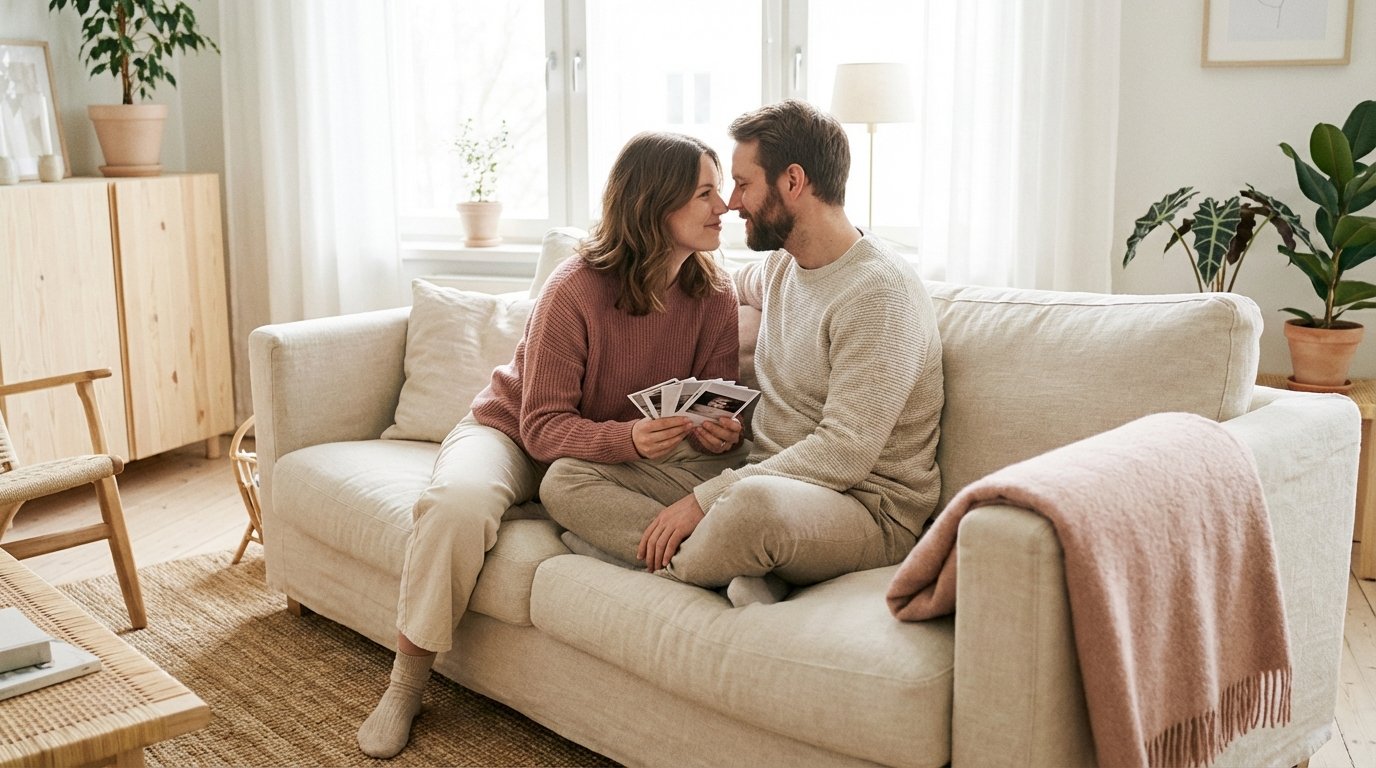 Par som &ouml;var kommunikation tillsammans hemma i en varm milj&ouml;